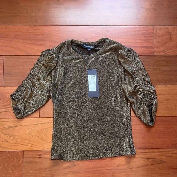 Veronica Beard Waldorf Sparkly Ruched-Sleeve Tee, size Small, NWT - Picture 2 of 8